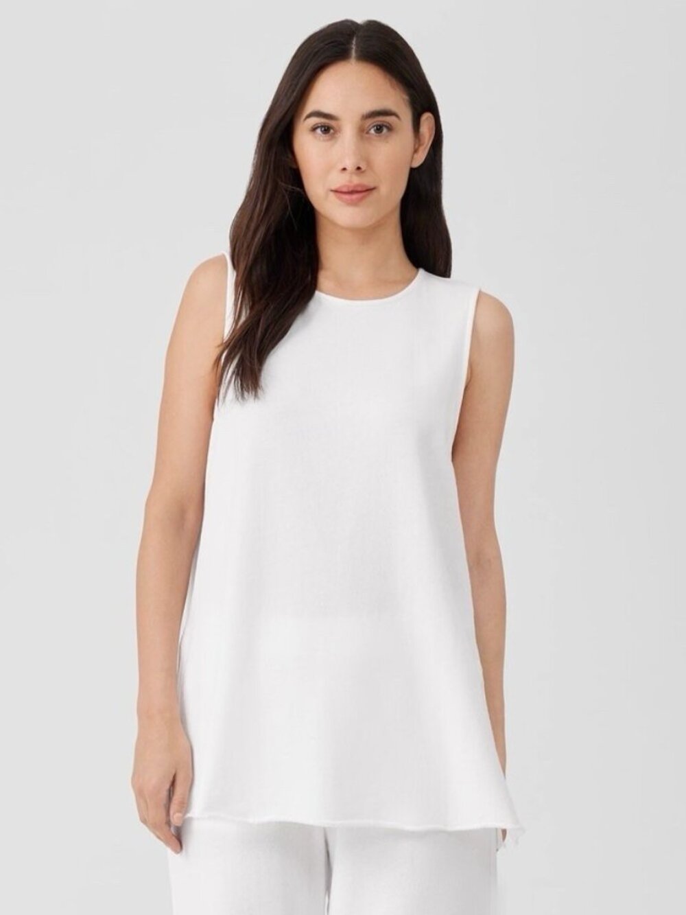 Eileen Fisher Lightweight Cotton Terry Tank L  Minimalist Quiet Lagen Coastal